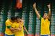 CARDIFF, WALES - JULY 26: Rafael of Brazil (C) celebrates scoring with team mates during the Men's Football first round Group C Match of the London 2012 Olympic Games between Brazil and Egypt, at Millennium Stadium on July 26, 2012 in Cardiff, Wales. (Photo by Sindy Thomas/Getty Images)