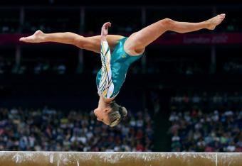 Ashleigh Brennan points her head toward her Australian home. She's likely to make the all-around final.