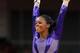 LONDON, ENGLAND - JULY 29: Gabrielle Douglas of the United States reacts after she competes in the uneven bars in the Artistic Gymnastics Women's Team qualification on Day 2 of the London 2012 Olympic Games at North Greenwich Arena on July 29, 2012 in London, England. (Photo by Ronald Martinez/Getty Images)