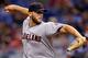 ST. PETERSBURG, FL - JULY 18: Pitcher Justin Masterson #63 of the Cleveland Indians pitches against the Tampa Bay Rays during the game at Tropicana Field on July 18, 2012 in St. Petersburg, Florida. (Photo by J. Meric/Getty Images)