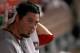 MIAMI, FL - JUNE 11: Josh Beckett #19 of the Boston Red Sox looks on during a game against the Miami Marlins at Marlins Park on June 11, 2012 in Miami, Florida. The Marlins defeated the Red Sox 4-1. (Photo by Sarah Glenn/Getty Images)