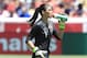 SANDY, UT - JUNE 30: Goalkeeper Hope Solo #1 of the USA takes a drink during a game against Canada during the second half of the women's Olympic send-off soccer match June 30, 2012 at Rio Tinto Stadium in Sandy, Utah. The USA beat Canada 2-1. (Photo by George Frey/Getty Images)