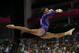 LONDON, ENGLAND - JULY 29: Gabrielle Douglas of the United States competes in the floor exercise in the Artistic Gymnastics Women's Team qualification on Day 2 of the London 2012 Olympic Games at North Greenwich Arena on July 29, 2012 in London, England. (Photo by Ronald Martinez/Getty Images)