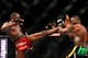 ATLANTA, GA - APRIL 21: Jon Jones (L) kicks Rashad Evans during their light heavyweight title bout for UFC 145 at Philips Arena on April 21, 2012 in Atlanta, Georgia. (Photo by Kevin C. Cox/Getty Images)