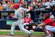 ATLANTA, GA - JULY 27: Shane Victorino #8 of the Philadelphia Phillies hits an RBI double in the first inning against the Atlanta Braves at Turner Field on July 27, 2012 in Atlanta, Georgia. (Photo by Scott Cunningham/Getty Images)