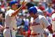 PHILADELPHIA, PA - JULY 25: Shane Victorino #8 of the Philadelphia Phillies is congratulated by Hunter Pence #3 after scoring on a double by Chase Utley #26 (not pictured) against of the Milwaukee Brewers during a MLB baseball game on July 25, 2012 at Citizens Bank Park in Philadelphia, Pennsylvania. (Photo by Rich Schultz/Getty Images)
