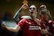 BLACKBURN, ENGLAND - APRIL 10: Andy Carroll of Liverpool celebrates scoring the winning goal with team mate Martin Skrtel (R) during the Barclays Premier League match between Blackburn Rovers and Liverpool at Ewood park on April 10, 2012 in Blackburn, England. (Photo by Laurence Griffiths/Getty Images)