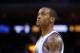Feb 15, 2012; Oakland, CA, USA; Golden State Warriors shooting guard Monta Ellis (8) during a stoppage in play against the Portland Trail Blazers during the third quarter at Oracle Arena. Portland defeated Golden State, 93-91. Mandatory Credit: Jason O. Watson-US PRESSWIRE