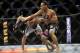 May 5, 2012; East Rutherford, NJ, USA; John Dodson (right) fights Timothy Elliott in a flyweight bout during UFC on Fox 3 at the Izod Center. John Dodson won by unanimous decision in the third round. Mandatory Credit: Joe Camporeale-US PRESSWIRE