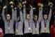 Jul 31, 2012; London, United Kingdom; (LtoR) USA gymnast Jordyn Weiber - Gabrielle Douglas - McKayla Maroney - Alexandra Raisman and Jordyn Weiber celebrate with their gold medals during the national anthem after the women's team gymnastics final during the London 2012 Olympic Games at North Greenwich Arena. Mandatory Credit: Robert Deutsch-USA TODAY Sports