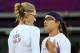 LONDON, ENGLAND - JULY 30: Kerri Walsh Jennings of the United States (L) talks with teammate Misty May-Treanor during the Women's Beach Volleyball Preliminary match between United States and Czech Republic on Day 3 of the London 2012 Olympic Games at Horse Guards Parade on July 30, 2012 in London, England. (Photo by Ryan Pierse/Getty Images)