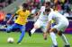 NEWCASTLE UPON TYNE, ENGLAND - AUGUST 01: Neymar of Brazil is challenged by Adam Thomas of New Zealand during the Men's Football first round Group C match between Brazil and New Zealand on Day 5 of the London 2012 Olympic Games at St James' Park on August 01, 2012 in Newcastle upon Tyne, England. (Photo by Stanley Chou/Getty Images)