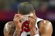 LONDON, ENGLAND - JULY 29: Tyson Chandler #4 of United States wipes his face with his jersey against France during their Men's Basketball Game on Day 2 of the London 2012 Olympic Games at the Basketball Arena on July 29, 2012 in London, England. (Photo by Christian Petersen/Getty Images)