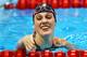 LONDON, ENGLAND - AUGUST 01: Missy Franklin of the United State reacts after she competed in the second semifinal heat of the Women's 100m Freestyle on Day 5 of the London 2012 Olympic Games at the Aquatics Centre on August 1, 2012 in London, England. (Photo by Al Bello/Getty Images)