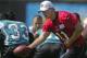 July 27, 2012; Jacksonville FL, USA; Jacksonville Jaguars quarterback Blaine Gabbert (11) hands off the ball during the first day of training camp practice at Florida Blue Health & Wellness Practice Fields. Mandatory Credit: Phil Sears-US PRESSWIRE