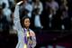 LONDON, ENGLAND - AUGUST 02: Gabrielle Douglas of the United States celebrates after winning the gold medal in the Artistic Gymnastics Women's Individual All-Around final on Day 6 of the London 2012 Olympic Games at North Greenwich Arena on August 2, 2012 in London, England. (Photo by Streeter Lecka/Getty Images)