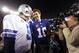 EAST RUTHERFORD, NJ - JANUARY 1: Tony Romo #9 of the Dallas Cowboys and Eli Manning #!0 of the New York Giants shake hands after their game at MetLife Stadium on January 1, 2012 in East Rutherford, New Jersey. (Photo by Rich Schultz /Getty Images)