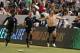 CARSON, CA - MAY 23: Alan Gordon #21 of the San Jose Earthquakes (R) celebrates his 90th minute eventual game-winning goal as teammates (L-R)Ike Opara #55 and Jason Hernandez #21 run along and celebrate in the second half during the MLS match at The Home Depot Center on May 23, 2012 in Carson, California. The Earthquakes defeated the Galaxy 3-2. (Photo by Victor Decolongon/Getty Images)