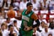 MIAMI, FL - MAY 30: Rajon Rondo #9 of the Boston Celtics brings the ball up court in the first quarter against the Miami Heat in Game Two of the Eastern Conference Finals in the 2012 NBA Playoffs on May 30, 2012 at American Airlines Arena in Miami, Florida. NOTE TO USER: User expressly acknowledges and agrees that, by downloading and or using this photograph, User is consenting to the terms and conditions of the Getty Images License Agreement. (Photo by Mike Ehrmann/Getty Images)