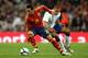 LONDON, ENGLAND - NOVEMBER 12: Santi Cazorla of Spain evades Jack Rodwell of England during the international friendly match between England and Spain at Wembley Stadium on November 12, 2011 in London, England. (Photo by Alex Livesey/Getty Images)