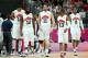 LONDON, ENGLAND - AUGUST 02: Anthony Davis #14 of United States and teammates James Harden #12, Kevin Love #11, Chris Paul #13 and Andre Iguodala #9 walk onto the court during the second half against Nigeria during the Men's Basketball Preliminary Round match on Day 6 of the London 2012 Olympic Games at Basketball Arena on August 2, 2012 in London, England. (Photo by Christian Petersen/Getty Images)