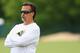 Coach Jeff Fisher keeps on eye on the action during training camp.