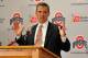 COLUMBUS, OH - NOVEMBER 28: Urban Meyer speaks to the media after being introduced as the new head coach of Ohio State football on November 28, 2011 in Columbus, Ohio. (Photo by Jamie Sabau/Getty Images)