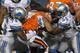 CHICAGO, IL - NOVEMBER 13: Willie Young #79 and Stephen Tulloch #55 of the Detroit Lions stop Marion Barber #24 of the Chicago Bears at Soldier Field on November 13, 2011 in Chicago, Illinois. The Bears defeated the Lions 37-13. (Photo by Jonathan Daniel/Getty Images)