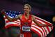 LONDON, ENGLAND - AUGUST 04: Galen Rupp of the United States celebrates after winning silver in the Men's 10,000m Final on Day 8 of the London 2012 Olympic Games at Olympic Stadium on August 4, 2012 in London, England. (Photo by Lars Baron/Getty Images)