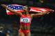 LONDON, ENGLAND - AUGUST 04: Carmelita Jeter of the United States celebrates winning the silver in the Women's 100m Final on Day 8 of the London 2012 Olympic Games at Olympic Stadium on August 4, 2012 in London, England. (Photo by Lars Baron/Getty Images)