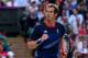 LONDON, ENGLAND - AUGUST 05: Andy Murray of Great Britain reacts after a point against Roger Federer of Switzerland during the Men's Singles Tennis Gold Medal Match on Day 9 of the London 2012 Olympic Games at the All England Lawn Tennis and Croquet Club on August 5, 2012 in London, England. (Photo by Clive Brunskill/Getty Images)