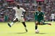 LONDON, ENGLAND - AUGUST 04: Marco Fabian of Mexico tries to get the ball past Zargo Toure of Senegal during the Men's Football Quarter Final match between Mexico and Senegal, on Day 8 of the London 2012 Olympic Games at Wembley Stadium on August 4, 2012 in London, England. (Photo by Ezra Shaw/Getty Images)
