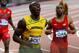 LONDON, ENGLAND - AUGUST 05: Usain Bolt of Jamaica crosses the finish line ahead of of Ryan Bailey of the United States and Justin Gatlin of the United States to win the Men's 100m Final on Day 9 of the London 2012 Olympic Games at the Olympic Stadium on August 5, 2012 in London, England. (Photo by Shaun Botterill/Getty Images)