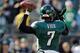 PHILADELPHIA, PA - JANUARY 01: Michael Vick (7) of the Philadelphia Eagles throws a pass during warm ups before the start of the Eagles game against the Washington Redskins at Lincoln Financial Field on January 1, 2012 in Philadelphia, Pennsylvania. (Photo by Rob Carr/Getty Images)