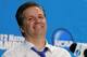 NEW ORLEANS, LA - APRIL 02: Head coach John Calipari of the Kentucky Wildcats smiles during the post game news conference after the Wildcats 67-59 victory against the Kansas Jayhawks in the National Championship Game of the 2012 NCAA Division I Men's Basketball Tournament at the Mercedes-Benz Superdome on April 2, 2012 in New Orleans, Louisiana. (Photo by Jeff Gross/Getty Images)