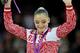 LONDON, ENGLAND - AUGUST 06: Gold medalist Aliya Mustafina of Russia poses on the podium during the medal ceremony for the Artistic Gymnastics Women's Uneven Bars final on Day 10 of the London 2012 Olympic Games at North Greenwich Arena on August 6, 2012 in London, England. (Photo by Ryan Pierse/Getty Images)