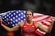 LONDON, ENGLAND - AUGUST 06: Jennifer Suhr of the United States celebrates after winning the gold medal in the Women's Pole Vault final on Day 10 of the London 2012 Olympic Games at the Olympic Stadium on August 6, 2012 in London, England. (Photo by Mike Hewitt/Getty Images)
