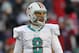 FOXBORO, MA - DECEMBER 24: Matt Moore #8 of the Miami Dolphins reacts during a game against the New England Patriots in the second quarter at Gillette Stadium on December 24, 2011 in Foxboro, Massachusetts. (Photo by Jim Rogash/Getty Images)