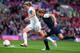 MANCHESTER, ENGLAND - AUGUST 06: Christine Sinclair of Canada is challenged by Rachel Buehler (R) of USA during the Women's Football Semi Final match between Canada and USA on Day 10 of the London 2012 Olympic Games at Old Trafford on August 6, 2012 in Manchester, England. (Photo by Stanley Chou/Getty Images)