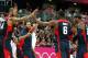 LONDON, ENGLAND - AUGUST 06: Lebron James #6 of United States celebrates with Tyson Chandler #4 against Argentina during the Men's Basketball Preliminary Round match on Day 10 of the London 2012 Olympic Games at the Basketball Arena on August 6, 2012 in London, England. (Photo by Christian Petersen/Getty Images)