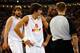 BEIJING - AUGUST 24: Kobe Bryant #10 of the United States speaks to an official as Ricky Rubio #6 and Marc Gasol #13 of Spain look on in the gold medal game during Day 16 of the Beijing 2008 Olympic Games at the Beijing Olympic Basketball Gymnasium on August 24, 2008 in Beijing, China. (Photo by Streeter Lecka/Getty Images)