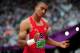 LONDON, ENGLAND - AUGUST 08: Ashton Eaton of the United States reacts after competing in the Men's Decathlon Shot Put on Day 12 of the London 2012 Olympic Games at Olympic Stadium on August 8, 2012 in London, England. (Photo by Stu Forster/Getty Images)