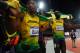 LONDON, ENGLAND - AUGUST 05: Silver medalist Yohan Blake of Jamaica celebrates with Usain Bolt of Jamaica on winning gold in the Mens 100m Final on Day 9 of the London 2012 Olympic Games at the Olympic Stadium on August 5, 2012 in London, England. (Photo by Alexander Hassenstein/Getty Images)