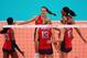 LONDON, ENGLAND - AUGUST 09: Logan Tom #15, Destinee Hooker #19, Christa Harmotto #13, Jordan Larson #10 and Foluke Akinradewo #16 of United States celebrate after a point against Korea during the Women's Volleyball semifinal match on Day 13 of the London 2012 Olympics Games at Earls Court on August 9, 2012 in London, England. (Photo by Elsa/Getty Images)