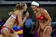 LONDON, ENGLAND - AUGUST 08: Kerri Walsh Jennings (L) and Misty May-Treanor of the United States celebrates winning the Gold medal in the Women's Beach Volleyball Gold medal match against the United States on Day 12 of the London 2012 Olympic Games at the Horse Guard's Parade on August 8, 2012 in London, England. (Photo by Cameron Spencer/Getty Images)