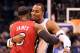 ORLANDO, FL - FEBRUARY 08: LeBron James #6 of the Miami Heat hugs Dwight Howard #12 of the Orlando Magic during the game at Amway Center on February 8, 2012 in Orlando, Florida. NOTE TO USER: User expressly acknowledges and agrees that, by downloading and or using this Photograph, user is consenting to the terms and conditions of the Getty Images License Agreement. (Photo by Sam Greenwood/Getty Images)