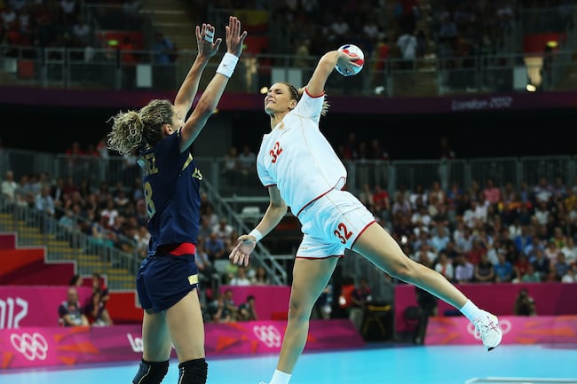 Lefty Katarina Bulatovic of Montenegro torched the Spanish defense for nine goals in the semifinals.