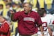 ANN ARBOR, MI - SEPTEMBER 27: Head coach Gerry Dinardo of the Indiana University at Bloomington Hoosiers yells at his team during a game against the University of Michigan Wolverines during the game at Michigan Stadium on September 27, 2003 in Ann Arbor, Michigan. Michigan defeated Indiana 31-17. (Photo by Danny Moloshok/Getty Images)