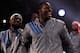 ORLANDO, FL - FEBRUARY 26: (L-R) LeBron James #6 of the Miami Heat and the Eastern Conference and Dwight Howard #12 of the Orlando Magic and the Eastern Conference react during player introductions for the 2012 NBA All-Star Game at the Amway Center on February 26, 2012 in Orlando, Florida. NOTE TO USER: User expressly acknowledges and agrees that, by downloading and or using this photograph, User is consenting to the terms and conditions of the Getty Images License Agreement. (Photo by Ronald Martinez/Getty Images)