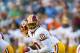 ORCHARD PARK, NY - AUGUST 09: Robert Griffin III #10 of the Washington Redskins takes a snap against the Buffalo Bills at Ralph Wilson Stadium on August 9, 2012 in Orchard Park, New York. (Photo by Rick Stewart/Getty Images)